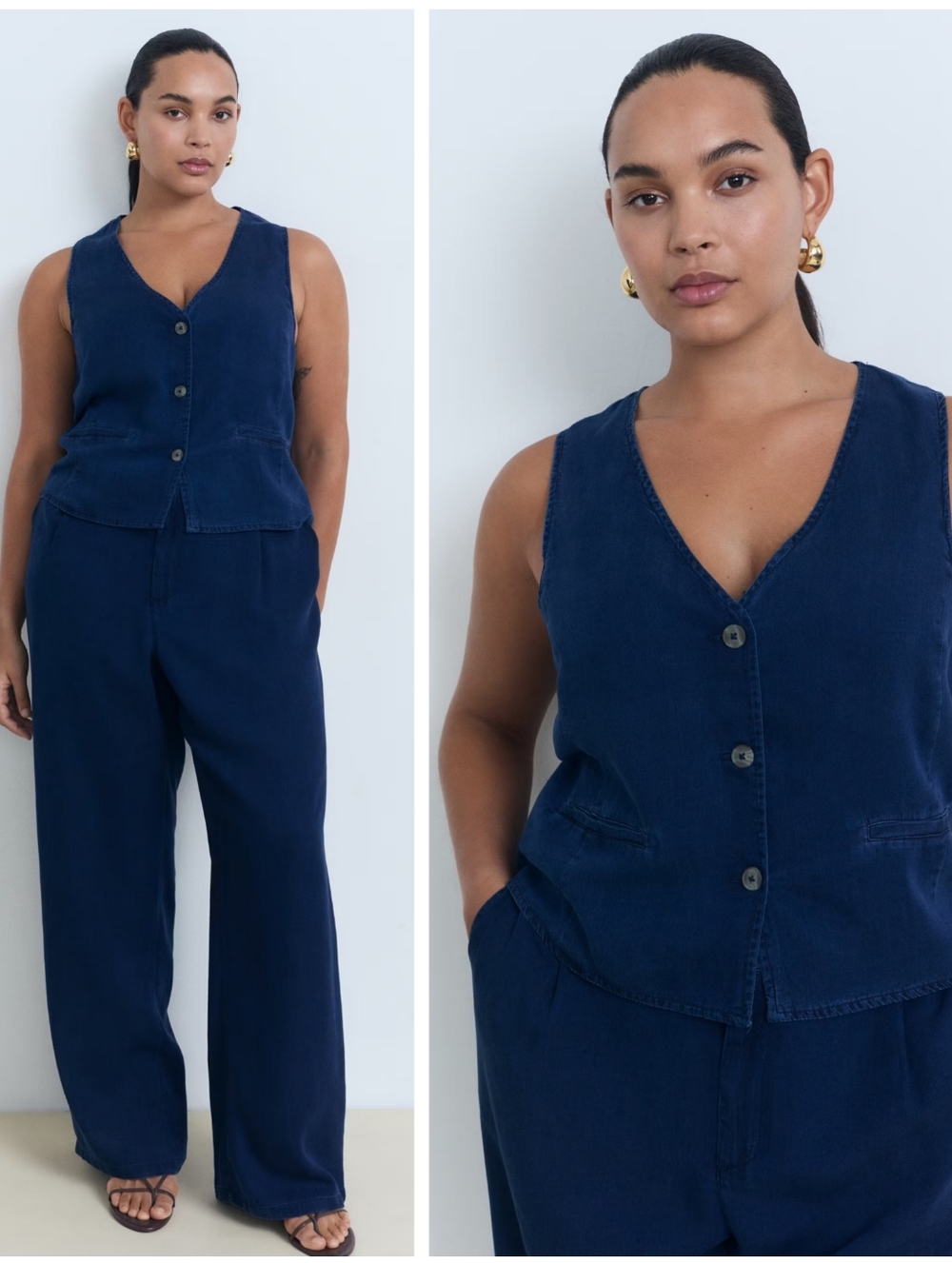 MANGO lyocell Vest/ Pants Set